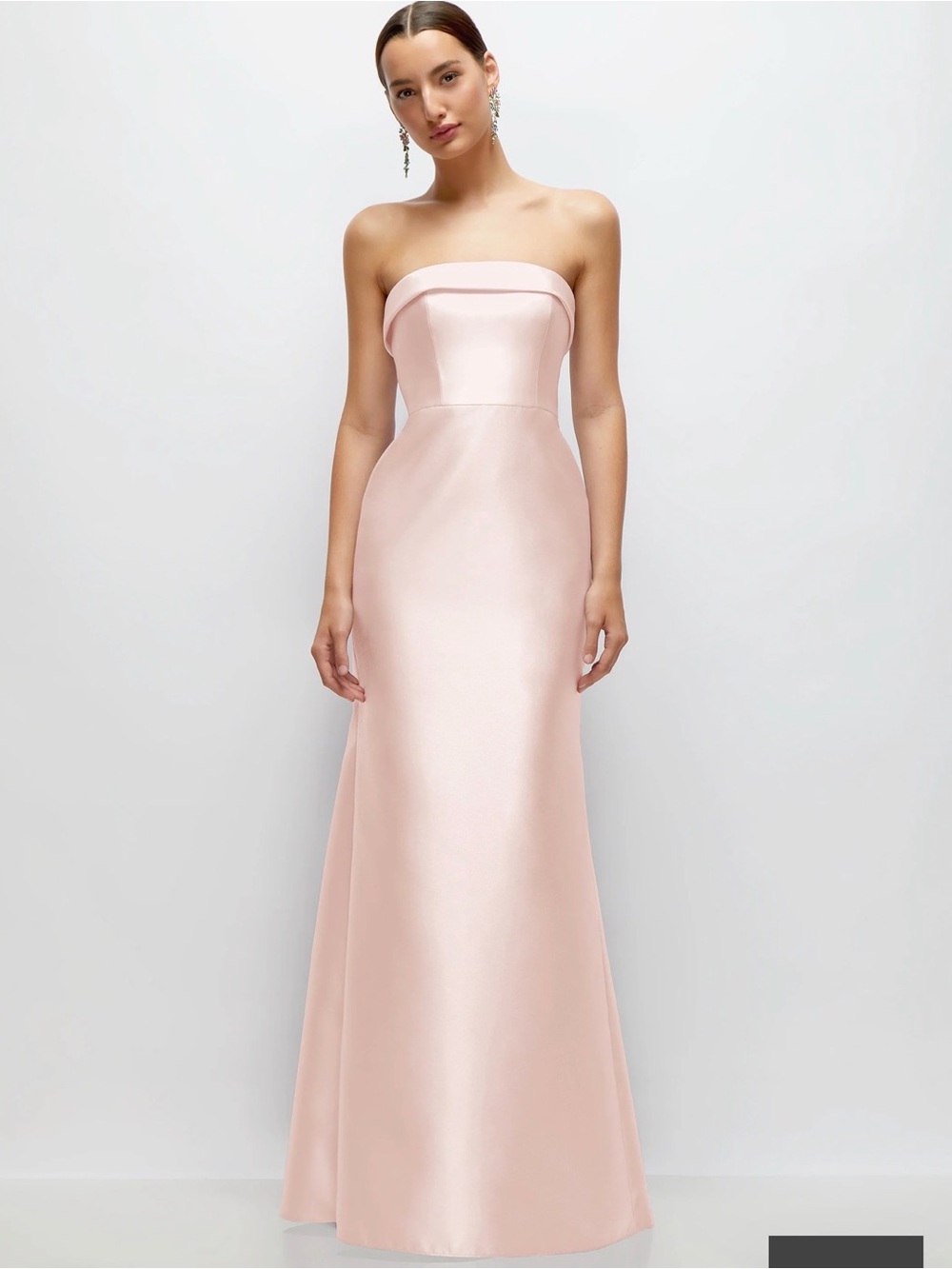 Strapless Blush Satin Evening Gown